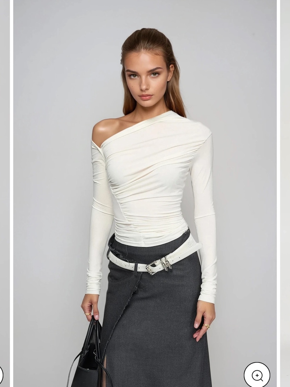 Elegant White Ruched Women's Top